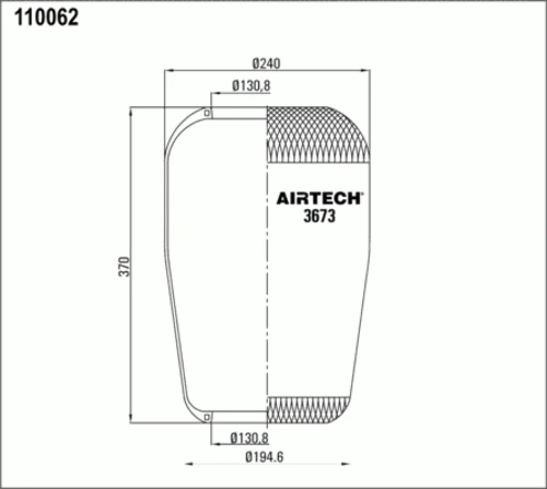 3673 AIRTECH Пневмоподушка кон 370-240-130.8/130.8 mb,scania,volvo,bpw (фото 1)