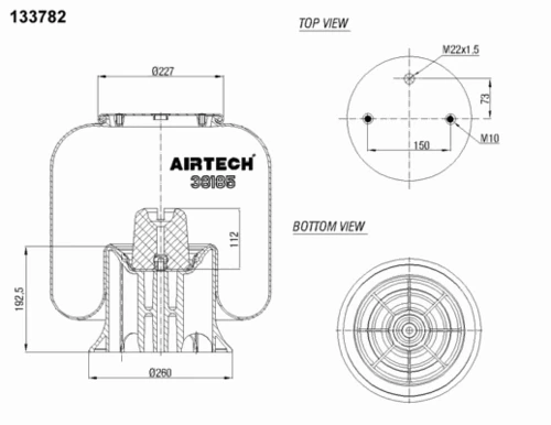 38185KPP AIRTECH Пневмопод. со стак. 2отв.m10 1отв-шт.m22 порш.пласт. 1отв.d13.5 schmitz,weweler (фото 1)