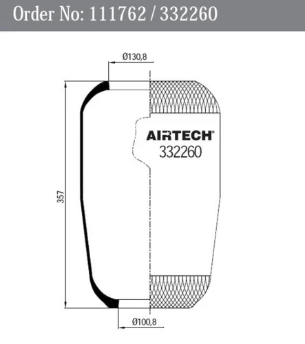 332260 AIRTECH Пневмоподушка кон. 357-..-130.8/100.8 iveco eurocargo (фото 1)