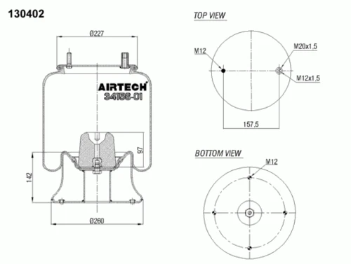 34156-01 K AIRTECH Пневмоподушка со стаканом ror 4156np07 (фото 1)