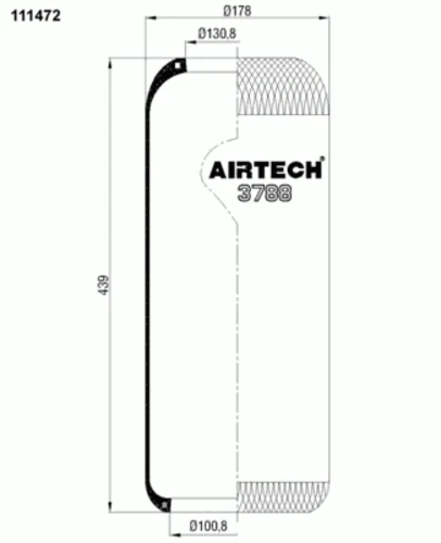 3788 AIRTECH Пневмоподушка 788n цил. 438-178-100,8/130,8 omn mb,iveco,volvo (фото 2)