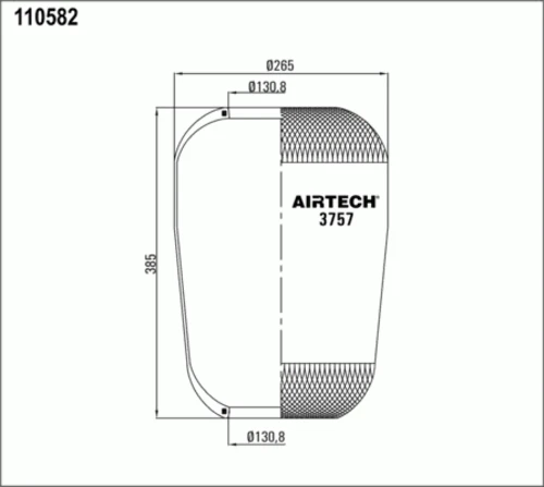 3757 AIRTECH Пневмоподушка кон. подвесн. мост 370-265-130.8/130.8 bpw,mb (фото 1)