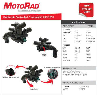 895-105K MOTORAD Термостат, охлаждающая жидкость (фото 2)