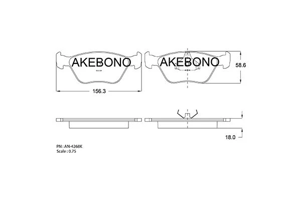 AN-4268K AKEBONO Комплект тормозных колодок (фото 1)