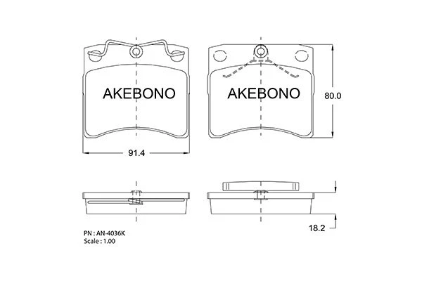 AN-4036K AKEBONO Комплект тормозных колодок (фото 2)