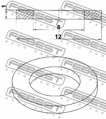 88430-081210C FEBEST Уплотнительное кольцо, резьбовая пробка маслосливн. отверст. (фото 2)