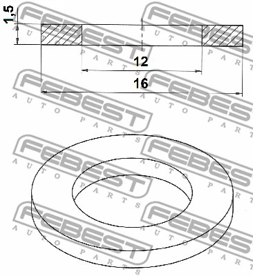 88430-121615C FEBEST Уплотнительное кольцо, резьбовая пробка маслосливн. отверст. (фото 2)