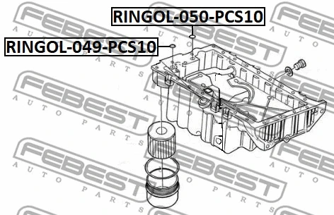 RINGOL-050-PCS10 FEBEST Прокладка, масляная ванна (фото 2)
