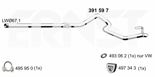 391597 ERNST Труба выхлопного газа (фото 1)