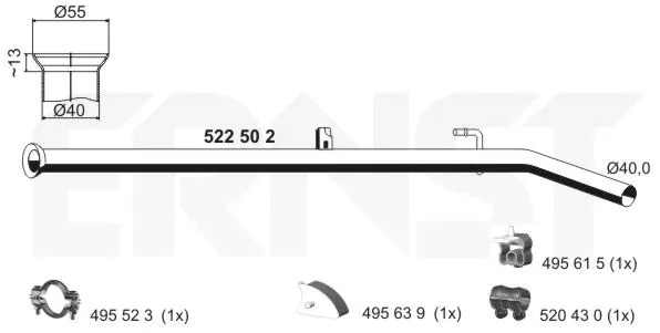 522502 ERNST Труба выхлопного газа (фото 1)