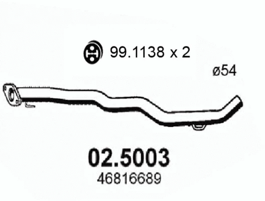 02.5003 ASSO Труба выхлопного газа (фото 1)