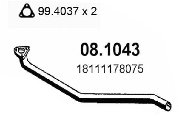08.1043 ASSO Труба выхлопного газа (фото 1)