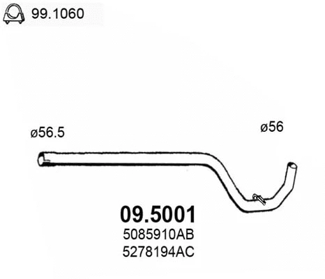 09.5001 ASSO Труба выхлопного газа (фото 1)