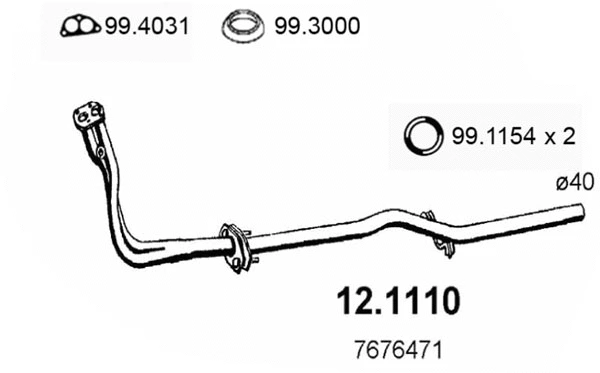 12.1110 ASSO Труба выхлопного газа (фото 1)
