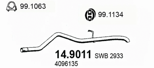14.9011 ASSO Труба выхлопного газа (фото 1)
