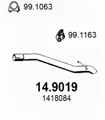14.9019 ASSO Труба выхлопного газа (фото 1)