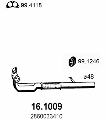 16.1009 ASSO Труба выхлопного газа (фото 1)