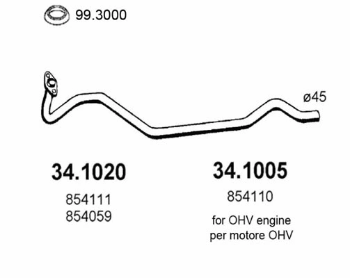 34.1005 ASSO Труба выхлопного газа (фото 1)