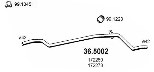 36.5002 ASSO Труба выхлопного газа (фото 1)