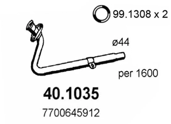 40.1035 ASSO Труба выхлопного газа (фото 1)