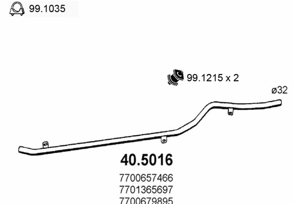 40.5016 ASSO Труба выхлопного газа (фото 1)