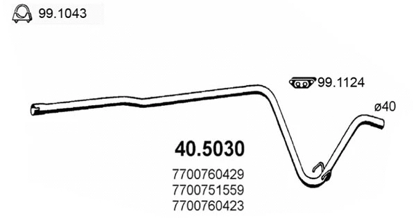 40.5030 ASSO Труба выхлопного газа (фото 1)