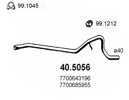 40.5056 ASSO Труба выхлопного газа (фото 1)