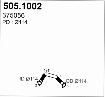 505.1002 ASSO Труба выхлопного газа (фото 1)