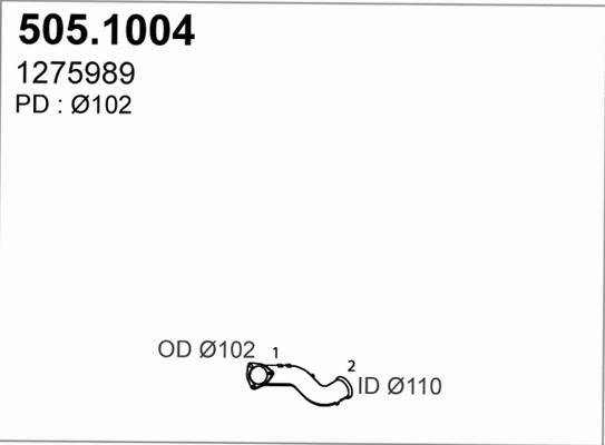 505.1004 ASSO Труба выхлопного газа (фото 1)