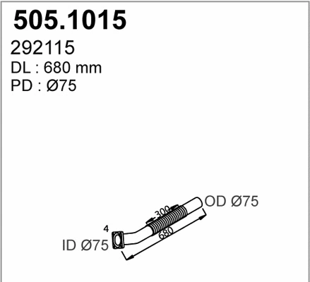 505.1015 ASSO Труба выхлопного газа (фото 1)