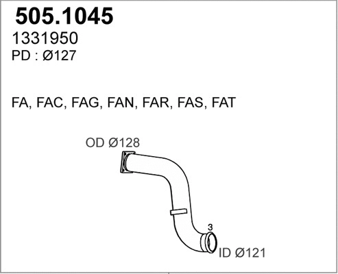505.1045 ASSO Труба выхлопного газа (фото 1)