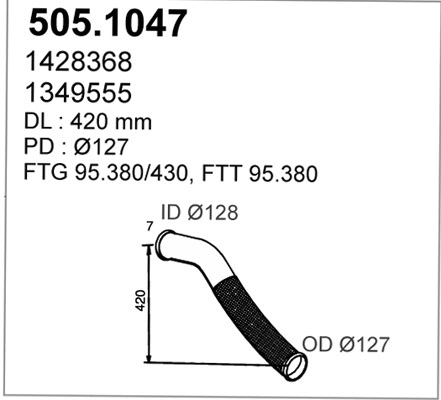 505.1047 ASSO Труба выхлопного газа (фото 1)
