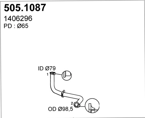 505.1087 ASSO Труба выхлопного газа (фото 1)