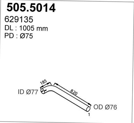 505.5014 ASSO Труба выхлопного газа (фото 1)
