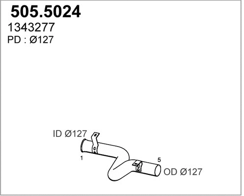 505.5024 ASSO Труба выхлопного газа (фото 1)