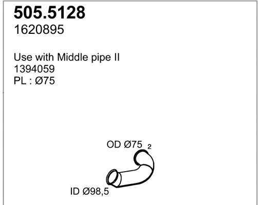 505.5128 ASSO Труба выхлопного газа (фото 1)