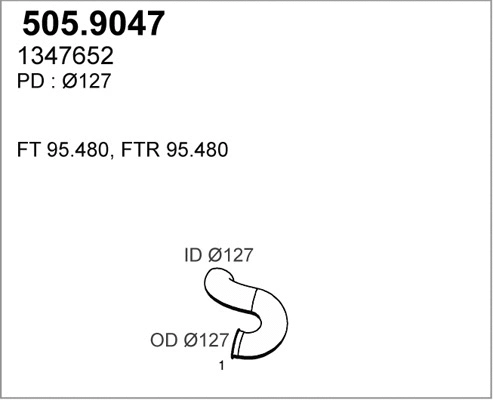 505.9047 ASSO Труба выхлопного газа (фото 1)