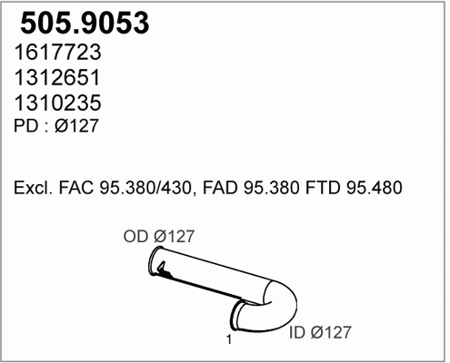 505.9053 ASSO Труба выхлопного газа (фото 1)