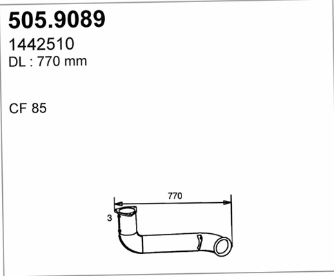 505.9089 ASSO Труба выхлопного газа (фото 1)
