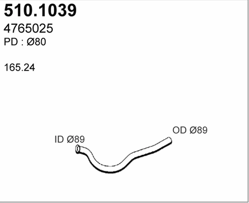 510.1039 ASSO Труба выхлопного газа (фото 1)
