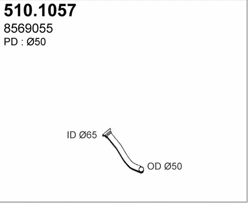 510.1057 ASSO Труба выхлопного газа (фото 1)