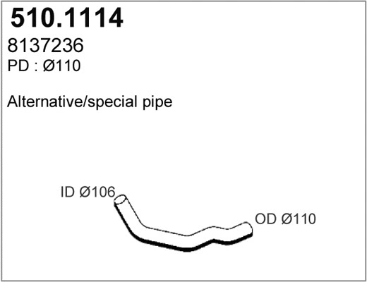 510.1114 ASSO Труба выхлопного газа (фото 1)