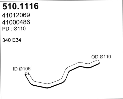 510.1116 ASSO Труба выхлопного газа (фото 1)