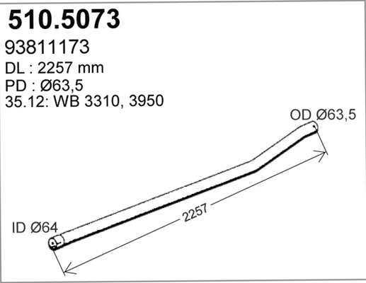 510.5073 ASSO Труба выхлопного газа (фото 1)