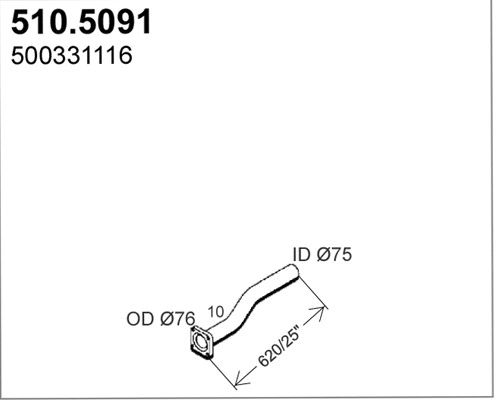 510.5091 ASSO Труба выхлопного газа (фото 1)