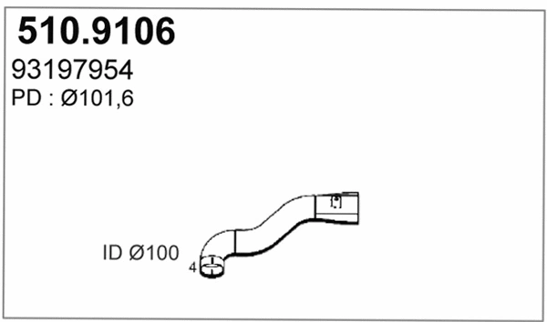 510.9106 ASSO Труба выхлопного газа (фото 1)