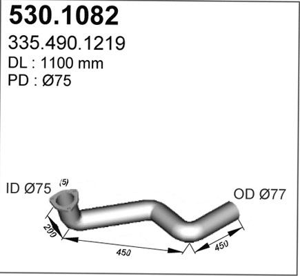 530.1082 ASSO Труба выхлопного газа (фото 1)