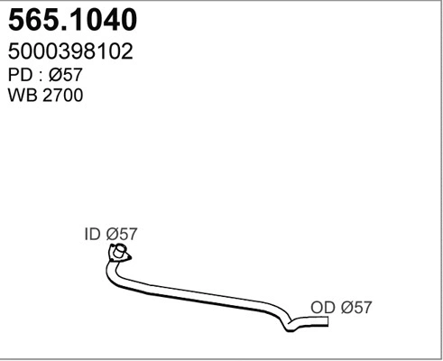 565.1040 ASSO Труба выхлопного газа (фото 1)