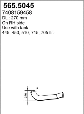 565.5045 ASSO Труба выхлопного газа (фото 1)