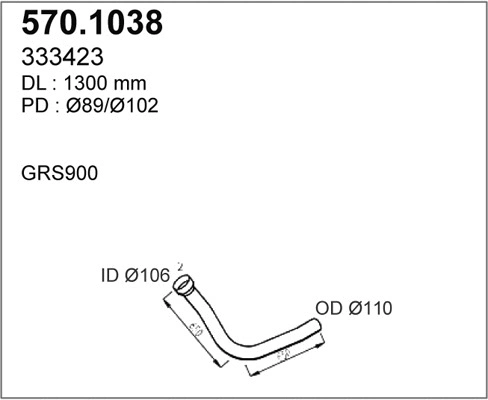 570.1038 ASSO Труба выхлопного газа (фото 1)